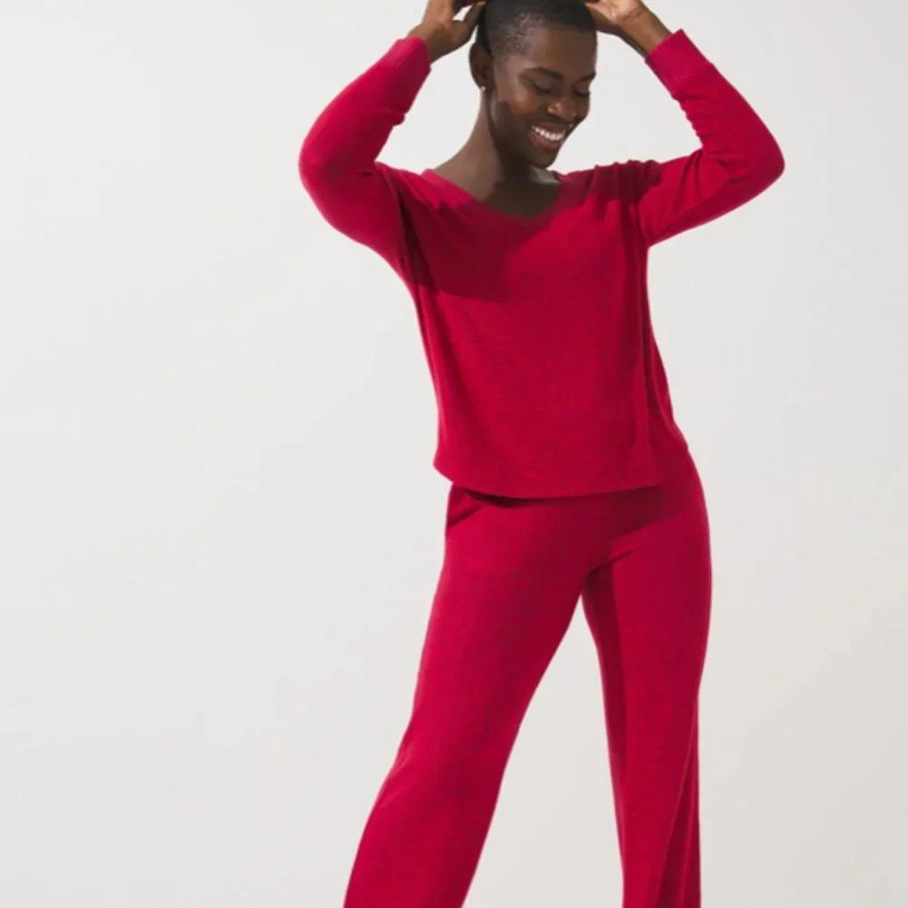 NWT Soma Brushed Cozy Pajama Lounge Set Red - Picture 1 of 9